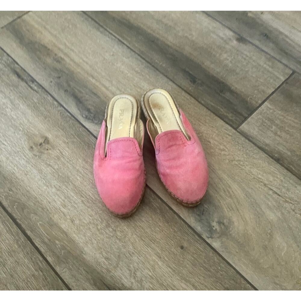 Prada pink suede leather slip on espadrilles size 5 35 - Picture 2 of 7